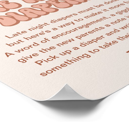 Groovy Baby Dusche Spate Night Diapers signieren Poster (Ecke)