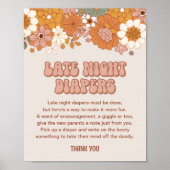 Groovy Baby Dusche Spate Night Diapers signieren Poster (Vorne)