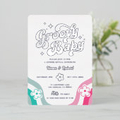 Groovy Baby Gender Reveal Foil Invitation Folieneinladung (Stehend vorne)