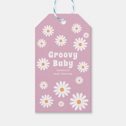 Groovy Baby Girl Shower Blume Power Vielen Dank Geschenkanhänger (Vorderseite)