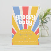 Groovy Baby Hippie Baby Shower Einladung (Stehend Vorderseite)
