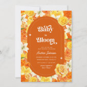 Groovy Baby in Bloom | Retro Floral Baby Dusche Einladung (Vorderseite)