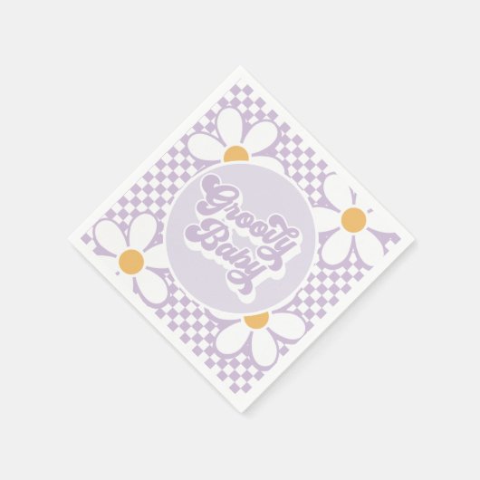 Groovy Baby Lila Daisy Schachbrett Serviette (Ecke)