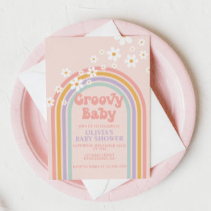 Groovy Baby Pastel Regenbogen Baby Dusche Einladun Einladung