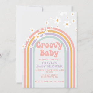 Groovy Baby Pastell-Regenbogen-Baby-Einladung Einladung