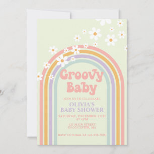 Groovy Baby Pastell Regenbogen Baby Shower Einladu Einladung