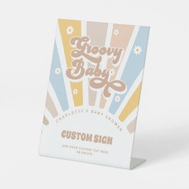 Groovy Baby Pink Retro Baby Dusche Maßgeschneidert Sockelschild