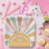 Groovy Baby Retro 70er Hippie Sunshine Pink Mustar Pappteller (Party)