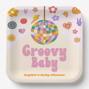 Groovy Baby Retro 70's Disco Ball Baby Dusche Pappteller