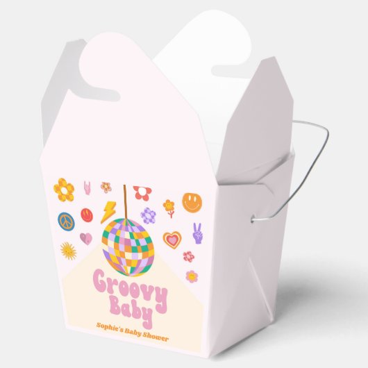 Groovy Baby Retro 70's Disco Ball Baby Shower Geschenkschachtel (Geöffnet)