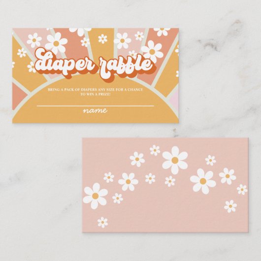 Groovy Baby Retro Baby Duschduschdieger Tombola En Begleitkarte (Vorne/Hinten)