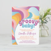 Groovy Baby Retro Boho Wave Baby Dusche Einladung (Stehend Vorderseite)