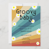 Groovy Baby Retro Daisy Baby Shower Einladung (Vorderseite)