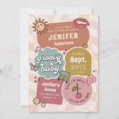 Groovy Baby Retro Daisy Baby Shower Einladung (Vorderseite)