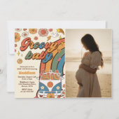 Groovy Baby Retro Rainbow Baby ShowFoto Einladung (Vorderseite)