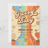 Groovy Baby Retro Rainbow Baby ShowParty Einladung (Vorderseite)