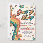 Groovy Baby Retro Rainbow Baby ShowParty Einladung (Vorderseite)