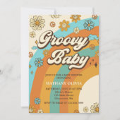 Groovy Baby Retro Rainbow Baby ShowParty Einladung (Vorderseite)
