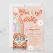 Groovy Baby Retro Rainbow Baby ShowParty Einladung (Vorderseite)