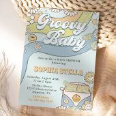 Groovy Baby Retro Rainbow Baby ShowParty Einladung