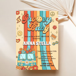 Groovy Baby Retro Rainbow Baby ShowParty Einladung
