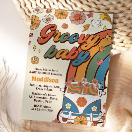 Groovy Baby Retro Rainbow Baby ShowParty Einladung