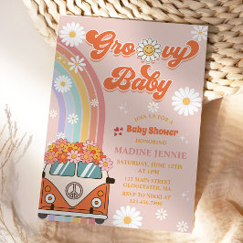 Groovy Baby Retro Rainbow Baby ShowParty Einladung