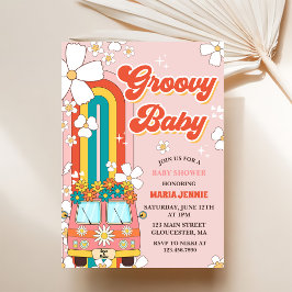 Groovy Baby Retro Rainbow Baby ShowParty Einladung