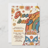 Groovy Baby Retro Rainbow Baby ShowParty Einladung (Vorderseite)