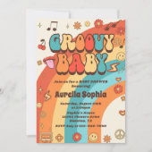 Groovy Baby Retro Rainbow Baby ShowParty Einladung (Vorderseite)