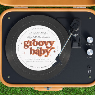 Groovy Baby Retro-Schallplatte Baby Shower Einladung