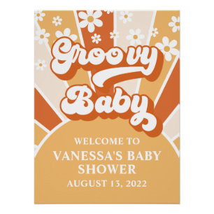 Groovy Baby Retro Sonnenschein Baby Shower Begrüßu Poster