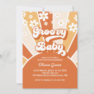 Groovy Baby Retro Sonnenschein Gänseblümchen Babyp Einladung