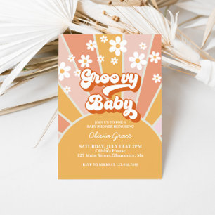 Groovy Baby Retro Sonnenschein Gänseblümchen Babyp Einladung