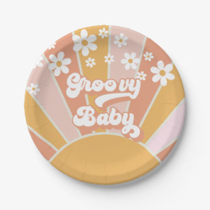 Groovy Baby Retro Sonnenschein Hippie Baby Shower  Pappteller