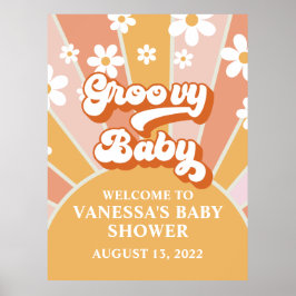 Groovy Baby Retro Sunshine Baby Dusche Begrüßung Poster