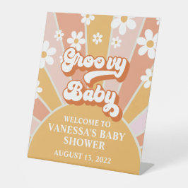 Groovy Baby Retro Sunshine Baby Dusche Begrüßung Sockelschild
