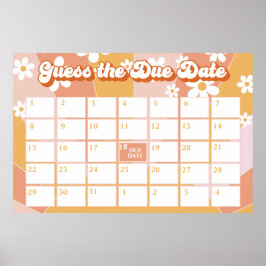 Groovy Baby Retro Sunshine Babydusche Fälligkeitsd Poster