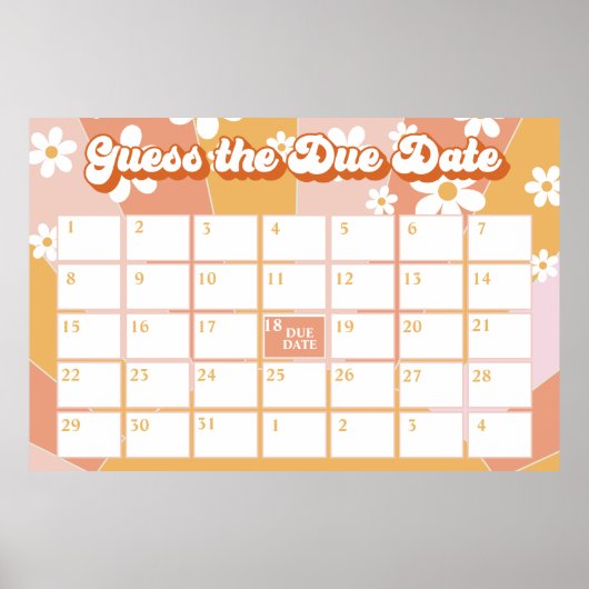 Groovy Baby Retro Sunshine Babydusche Fälligkeitsd Poster (Vorne)