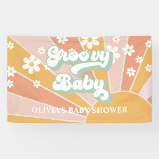 Groovy Baby Retro Sunshine Daisy Baby Dusche Banner