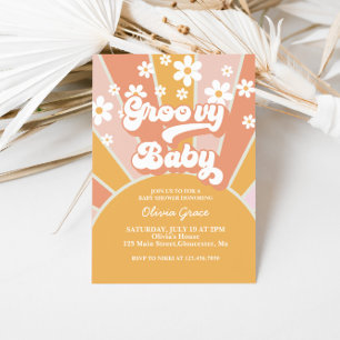 Groovy Baby Retro Sunshine Daisy Baby Shower Einladung