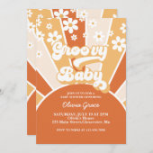 Groovy Baby Retro Sunshine Daisy Baby Shower Invit Einladung (Vorne/Hinten)