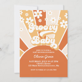 Groovy Baby Retro Sunshine Daisy Baby Shower Invit Einladung