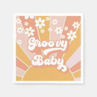 Groovy Baby Retro Sunshine Hippie Baby Dusche Napk