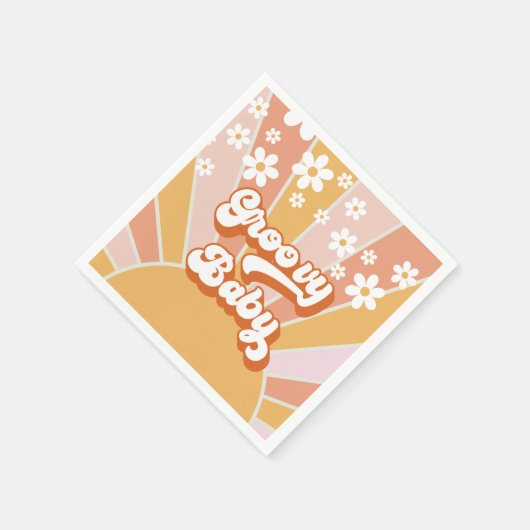 Groovy Baby Retro Sunshine Hippie Baby Dusche Serviette (Ecke)