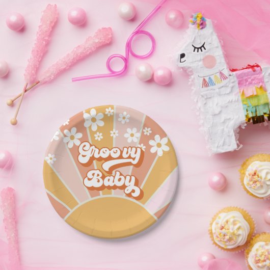 Groovy Baby Retro Sunshine Hippie Baby Shower Papa Pappteller (Party)