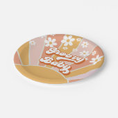 Groovy Baby Retro Sunshine Hippie Baby Shower Papa Pappteller (Schrägansicht)