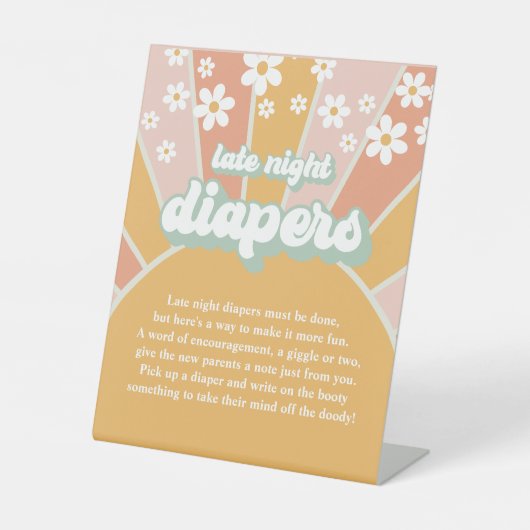 Groovy Baby Retro Sunshine Spate Night Diapers Gam Sockelschild (Vorderseite)