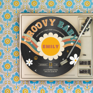 Groovy Baby Retro Vinyl Record Baby Dusche Einladung
