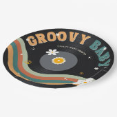 Groovy Baby Retro Vinyl Record Baby Dusche Pappteller (Schrägansicht)
